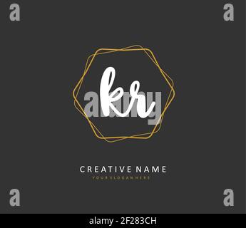 KR Initial letter handwriting and signature logo. A concept handwriting initial logo with template element. Stock Vector