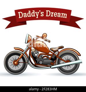 Colored retro motorcycle design on white background Stock Vector