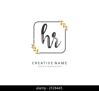 HR Initial letter handwriting and signature logo. A concept handwriting initial logo with template element. Stock Vector