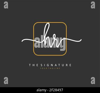 HR Initial letter handwriting and signature logo. A concept handwriting initial logo with template element. Stock Vector