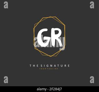 GR Initial letter handwriting and signature logo. A concept handwriting initial logo with template element. Stock Vector