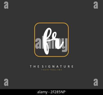 FR Initial letter handwriting and signature logo. A concept handwriting initial logo with template element. Stock Vector