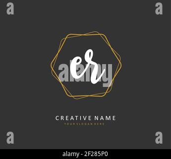 ER Initial letter handwriting and signature logo. A concept handwriting initial logo with template element. Stock Vector