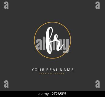 FR Initial letter handwriting and signature logo. A concept handwriting initial logo with template element. Stock Vector