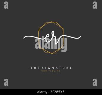 ER Initial letter handwriting and signature logo. A concept handwriting initial logo with template element. Stock Vector