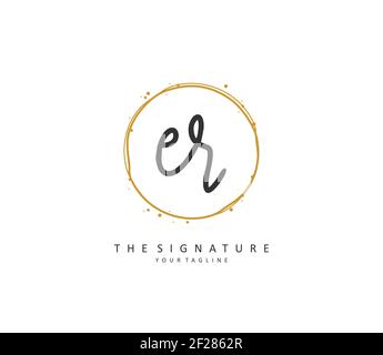 ER Initial letter handwriting and signature logo. A concept handwriting initial logo with template element. Stock Vector