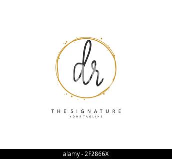 DR Initial letter handwriting and signature logo. A concept handwriting initial logo with template element. Stock Vector
