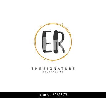 ER Initial letter handwriting and signature logo. A concept handwriting initial logo with template element. Stock Vector