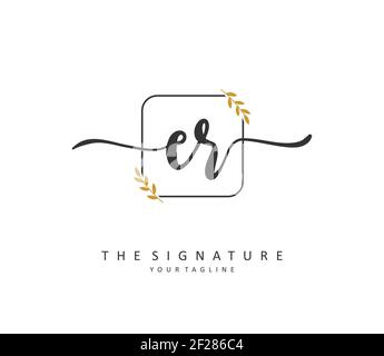 ER Initial letter handwriting and signature logo. A concept handwriting initial logo with template element. Stock Vector