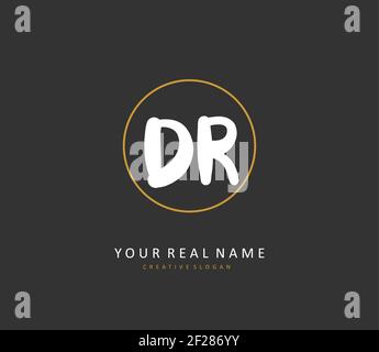 DR Initial letter handwriting and signature logo. A concept handwriting initial logo with template element. Stock Vector