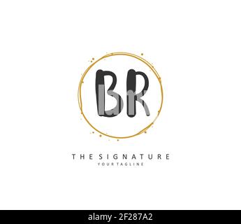 BR Initial letter handwriting and signature logo. A concept handwriting initial logo with template element. Stock Vector
