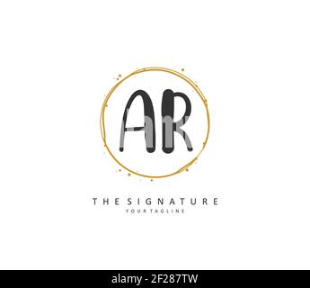 AR Initial letter handwriting and signature logo. A concept handwriting initial logo with template element. Stock Vector