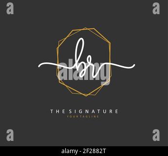 BR Initial letter handwriting and signature logo. A concept handwriting initial logo with template element. Stock Vector