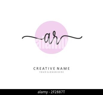 AR Initial letter handwriting and signature logo. A concept handwriting initial logo with template element. Stock Vector
