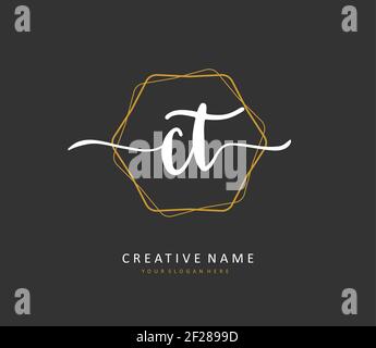 C T CT Initial letter handwriting and signature logo. A concept handwriting initial logo with template element. Stock Vector