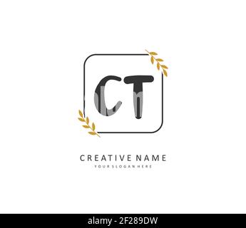 C T CT Initial letter handwriting and signature logo. A concept handwriting initial logo with template element. Stock Vector