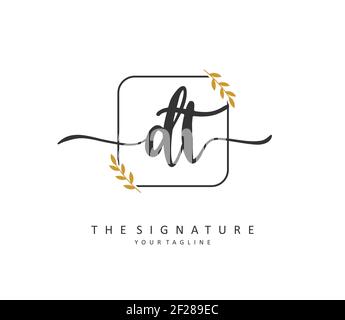 D T DT Initial letter handwriting and signature logo. A concept handwriting initial logo with template element. Stock Vector