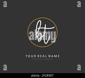 B T BT Initial letter handwriting and signature logo. A concept handwriting initial logo with template element. Stock Vector