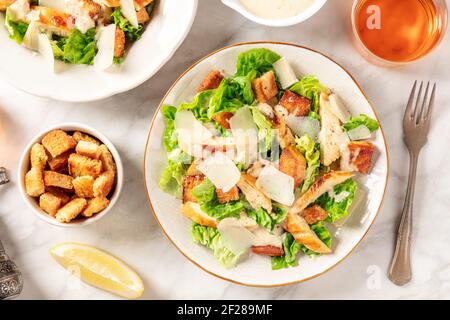 Caesar salad, shot from above Stock Photo