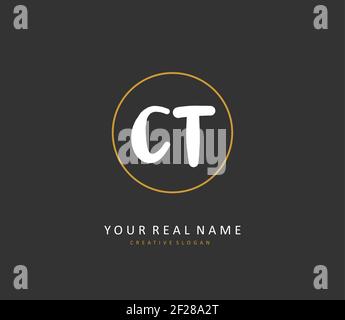 C T CT Initial letter handwriting and signature logo. A concept handwriting initial logo with template element. Stock Vector