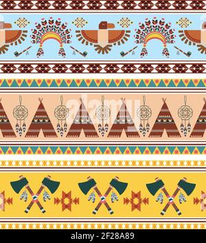 Vector Seamless Tribal Ethnic Vintage Background Graphic Designs Stock Vector