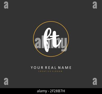 F T FT Initial letter handwriting and signature logo. A concept handwriting initial logo with template element. Stock Vector