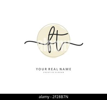 FT Initial Letter handwriting logo hand drawn template vector, logo for ...