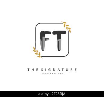 F T FT Initial letter handwriting and signature logo. A concept handwriting initial logo with template element. Stock Vector