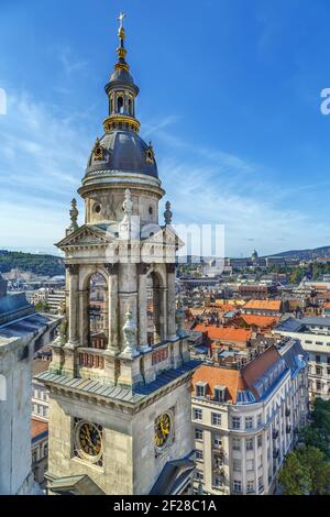 Tower of St. Stephen's Basilica, Budapest, Hungary Stock Photo