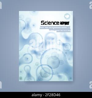 Scientific report. Banner with particles background and text. Biology and medicine, pattern molecular, microscopic element, vector illustration Stock Vector