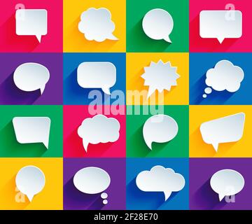 vector speech bubbles in flat design with shadows Stock Vector