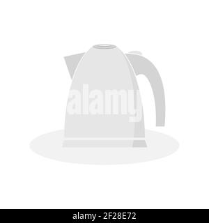 A simple electric kettle of a rounded shape in gray color with a switch in the handle. Flat vector illustration Stock Vector