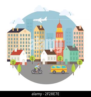 Beautiful Colored Vector City Street Design. Mostly used for Notebooks and Cards Stock Vector