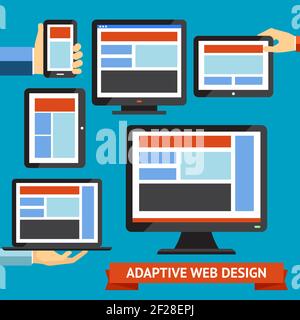 Modern responsive and adaptive web design and mobile apps Stock Vector