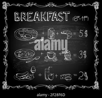 Vector template Breakfast chalkboard menu Vintage Poster Stock Vector