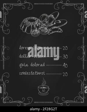Bread and pastries vector frame of bakery shop and cereal food design ...
