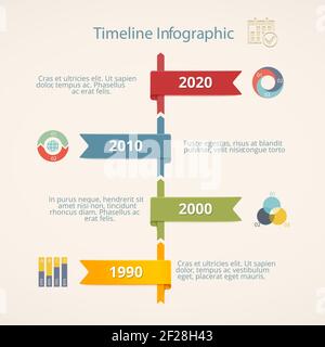 Infographic Timeline Vector Template with Icons and Charts Stock Vector