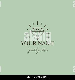 Jewelry logo design templates in trendy linear and minimal style. Vector emblems Stock Vector