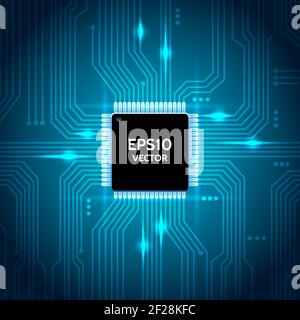Circuit board vector background. Processor and chip, engineering and tech, motherboard and computer design, vector illustration Stock Vector