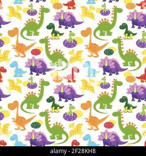 vector baby dinosaurs seamless pattern, kids background Stock Vector