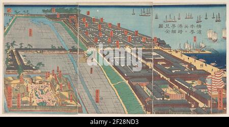 Historical map of yokohama japan hi-res stock photography