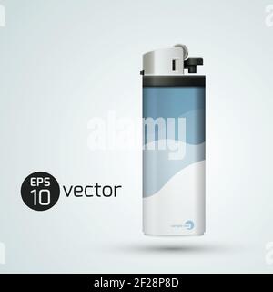 Modern plastic lighter concept in realistic style on light background isolated vector illustration Stock Vector