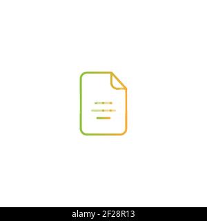 Document sheet icon. Isolated on white. Upload document icon. Upgrade sign. Orange and green gradient line pictogram isolated on white. Stock Vector