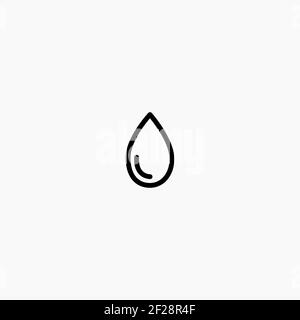 Black line water drop, drip or droplet. Watering pictogram. Rain, raindrop icon Isolated on white. wash icon. Vector illustration. Aqua, dew, splash s Stock Vector