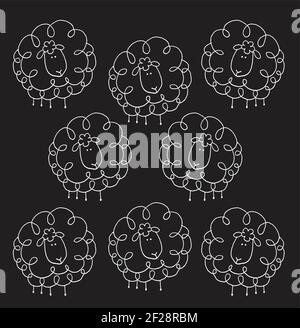 vector cartoon black and white sheep Stock Vector