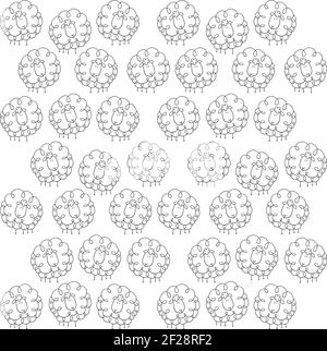 vector cartoon black and white sheep Stock Vector