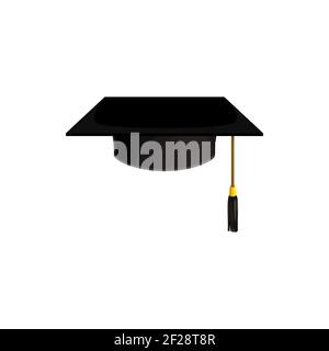 Cap icon, hat of college and university education student, vector isolated mortar board. Academy knowledge degree and school master, diploma and educa Stock Vector