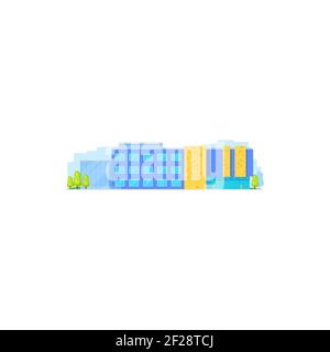 School building flat, college house of high education, vector isolated icon. University, school or elementary schoolhouse front exterior, academy and Stock Vector