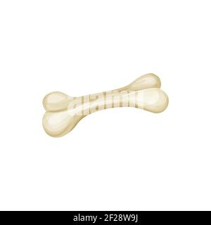 Tasty bone pets dog treat food, crunchy toy icon. Vector doggy treat, chewing playful toy, nutrition food for canine animals. Pets food, cookie treat Stock Vector