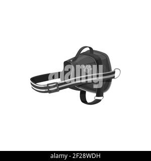 Adjustable dog harness isolated leather pets accessory realistic icon. Vector pets training equipment, strap and laces. Canine animals collar, belt fo Stock Vector